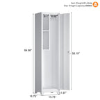 Marcree 65" H Slim Broom Storage Cabinet, Metal Broom Closet with Shelves and Hanging Rod, Utility Cabinet for Brooms and Mops, Tall Cleaning Storage Cabinet for Kitchen, Pantry, Office, Shop, Garage