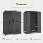 MCombo Large Outdoor Storage Shed with 6 Shelves, Outside Tool Wooden Storage Cabinet, 1738