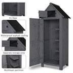 iTopRoad 70in Outdoor Storage Shed for Garden Tools, Wooden Patio Shed Lockers