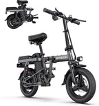 Engwe T14 Folding Electric Bikes for Adults,350W Mini Ebike 48V10AH Removable Battery, Urban City Commuter Electric Bicycles-Grey