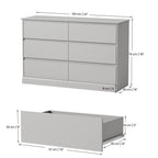 White Dressers Bedroom Dresser 6 Drawer Storage Chest of Drawers Double Dresser Storage Side Cabinet Room Furniture for Bedroom Living Room