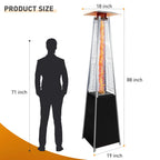 Segmart 48,000 BTU Pyramid Patio Heater, Tall Standing Outdoor Propane Heater with Wheels & Tip-Over Safety Protection, Visible Flame Glass Tube for Backyard, Garden, Commercial Use - Gray