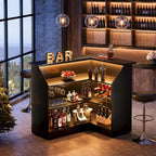 Tribesigns Bar Cabinet, L-Shaped Home Bar Table with Stemware Racks