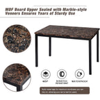 5 Piece Dining Room Table Set, Modern Dining Table Sets with Gray Velvet Upholstered Chairs for 4, Faux Marble Pattern Rectangle Kitchen Table Set for Bar Living Room Breakfast Nook Small Space