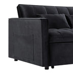 Gewnee 55'' Modern Convertible Velvet Sofa Bed with Pull-Out Twin Bed, Adjustable Backrest for Living Room, Office (Dark Gray)