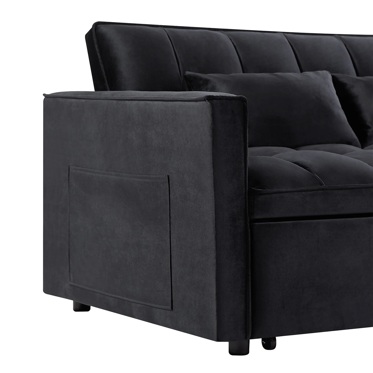 Gewnee 55'' Modern Convertible Velvet Sofa Bed with Pull-Out Twin Bed, Adjustable Backrest for Living Room, Office (Dark Gray)