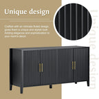 Black Accent Cabinet, Atumon Storage Cabinet Furniture, Modern Buffet Sideboard, Wooden Accent Cabinet with 3 Doors, Accent Storage Cabinet for Entryway Hallway Living Room, 48"L x 17.7"W x 31.9"H