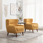 ALEAVIC White Accent Chair Upholstered Armchair with Solid Wood Legs