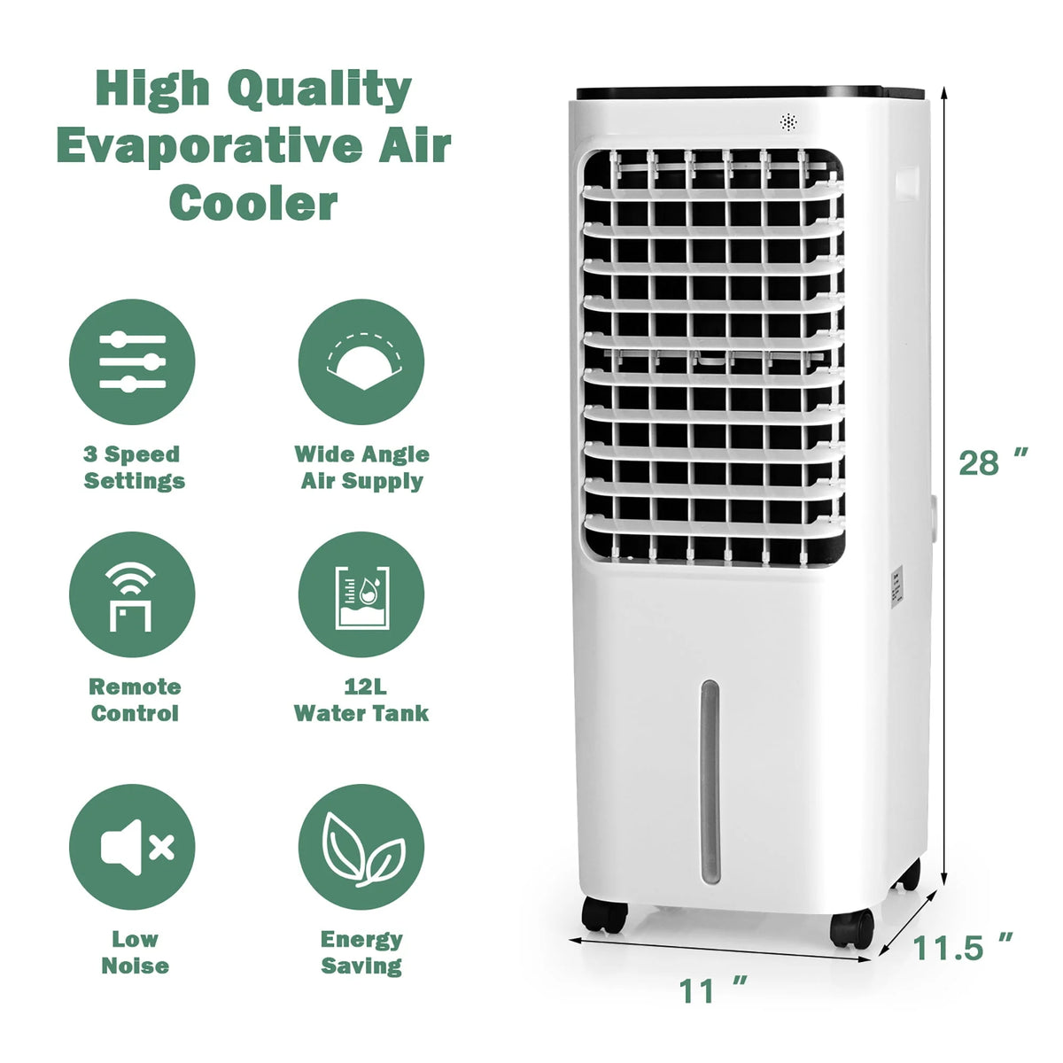 Costway 4-in-1 Portable Evaporative Air Cooler 12L Water Tank 4 Ice Boxes