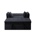 Gewnee 46" Velvet Sleeper Sofa Reclining Convertible Futon Couch Bed for Living Room, Guest & Small Spaces(Black)