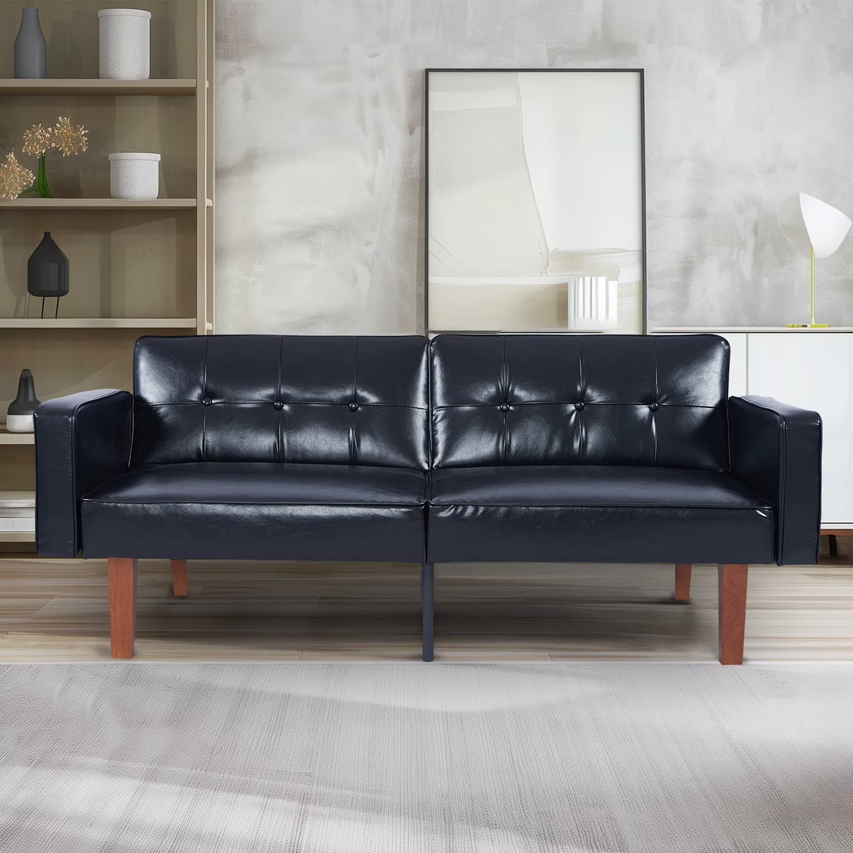 Sofa Bed, Convertible Memory Foam Futon Couch, Adjustable Sleeper Sofa Bed for Living Room, Gray