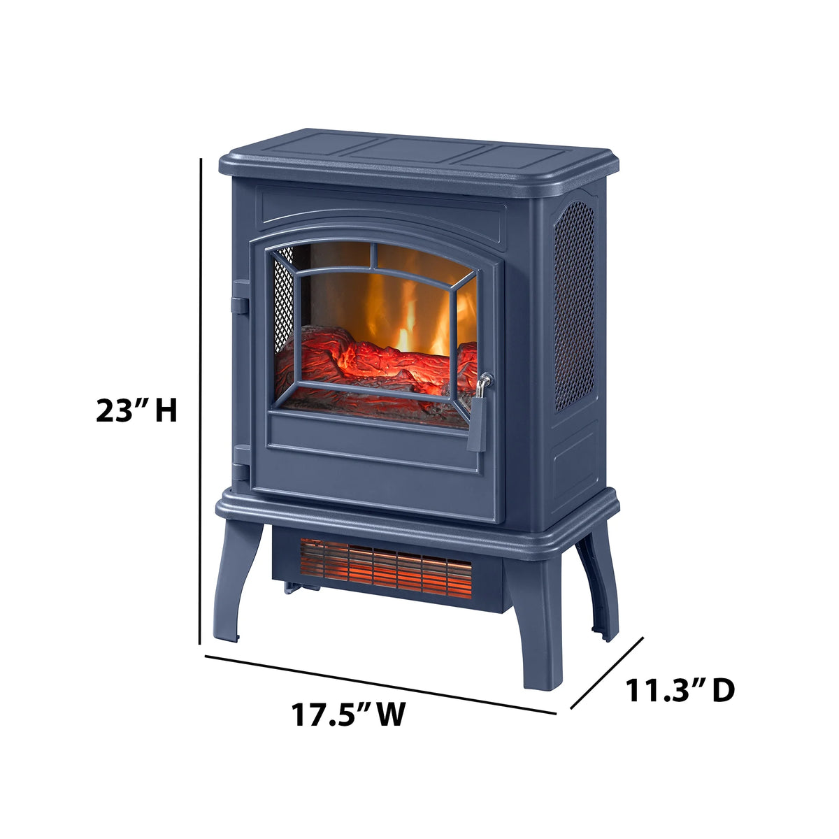 ClassicFlame 17.5"W Infrared Quartz Electric Stove Heater, Insignia Blue