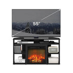 Jensen Corner TV Stand with Fireplace for TV up to 55 in., French Oak Grey