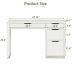 DreamCurship White Desk with Drawers, Modern Computer Desk with File Drawers, Home Office Study Writing Desk with Storage, White