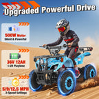 ATV for Kids, 36 Volt Ride on Toys, 500w Motor Quad Bike for Big Kids, Power Car Wheel with Metal Frame, Speed Control, Suspension, Black