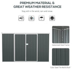 Outsunny 4.6' x 9' Metal Outdoor Storage Shed, Garden Utility Tool House with Double Lockable Doors for Backyard, Patio, Lawn, Garage, White