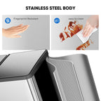 EDX 2 x 8.3 Gallon Dual Garbage Recycle Trash Can with Lid, Inner Buckets for Kitchen, Stainless Steel, Sliver