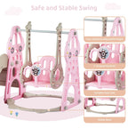 DUKE BABY 4-in-1 Kids Swing and Slide Set for Toddler Age 1-6, Extra Large Baby Indoor Outdoor Activity Playground with Basketball Hoop and Climber ??Pink