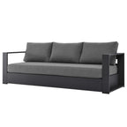 Lounge Sofa Table Set, Grey Gray, Aluminum, Metal, Fabric, Modern Contemporary, Outdoor Patio Balcony Cafe Bistro Garden Furniture Hotel Hospitality