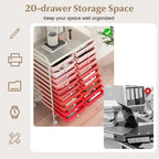 Costway 20 Drawer Rolling Storage Cart Tools Scrapbook Paper Office School Organizer Yellow