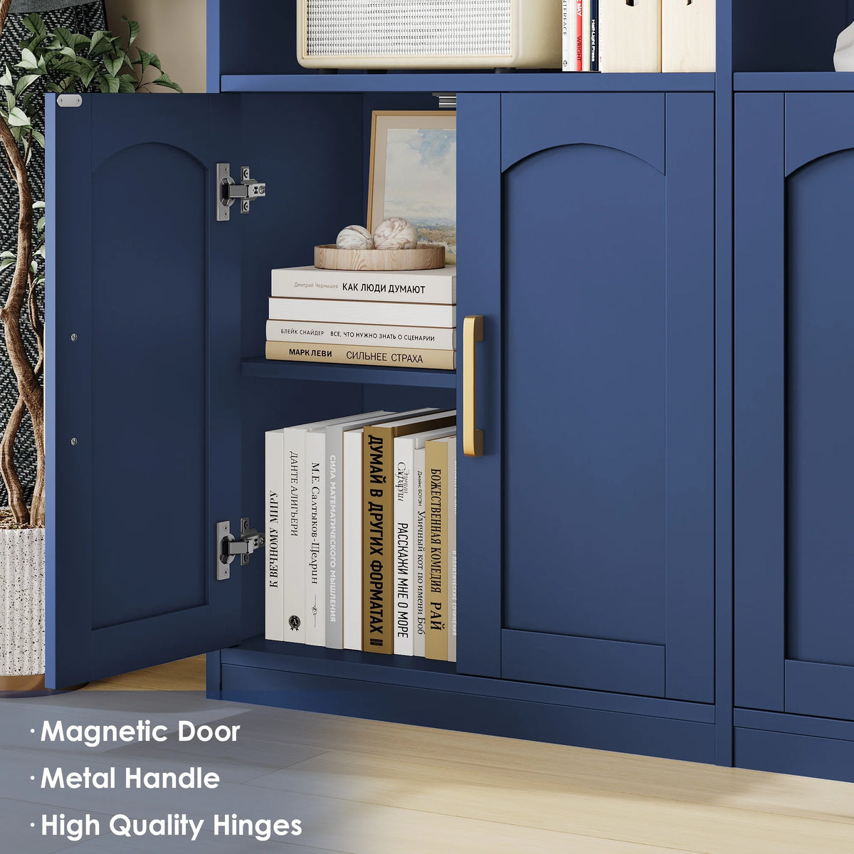 Homfa 73�� Tall Bookcases with Doors, 8 Cubes 6-Tier Double Row Bookshelf, White Bookcase for Living Room Home Office