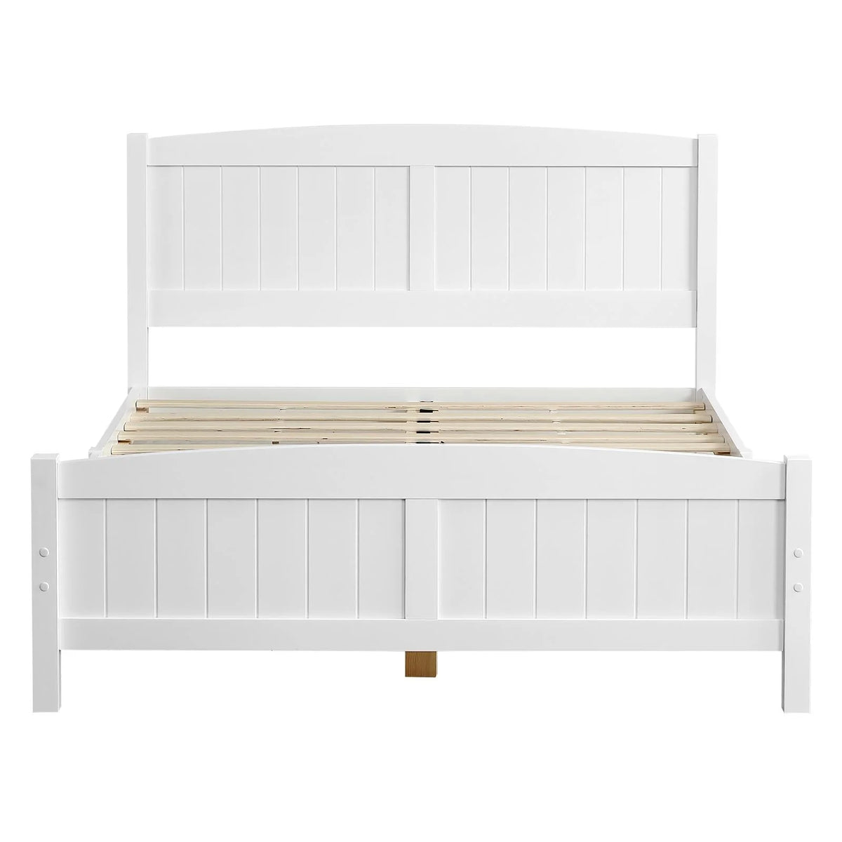 Zimtown Twin Bed Frame,Solid Pine Wood Kids Twin Platform Bed Frame, Bedroom Twin Bed with Headboard for Adults, White