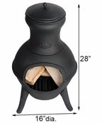 Esschert Design 26" Black Finish Cast Iron Chiminea