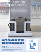 Hynes Eagle 22" Hybrid Carry-On Luggage, Softside Rolling Backpack, Grey