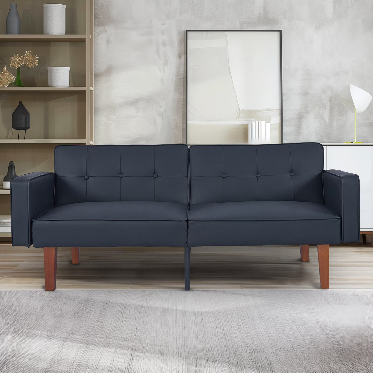 Sofa Bed, Convertible Memory Foam Futon Couch, Adjustable Sleeper Sofa Bed for Living Room, Gray