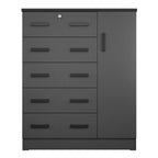 Better Home Products JCF Sofie 5 Drawer Wooden Tall Chest Wardrobe in Mahogany