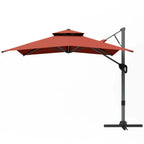 Alpha Joy 12x9ft Outdoor Patio Umbrella Large Rectangle Offset Cantilever Double Umbrella with 360°Rotation, Beige