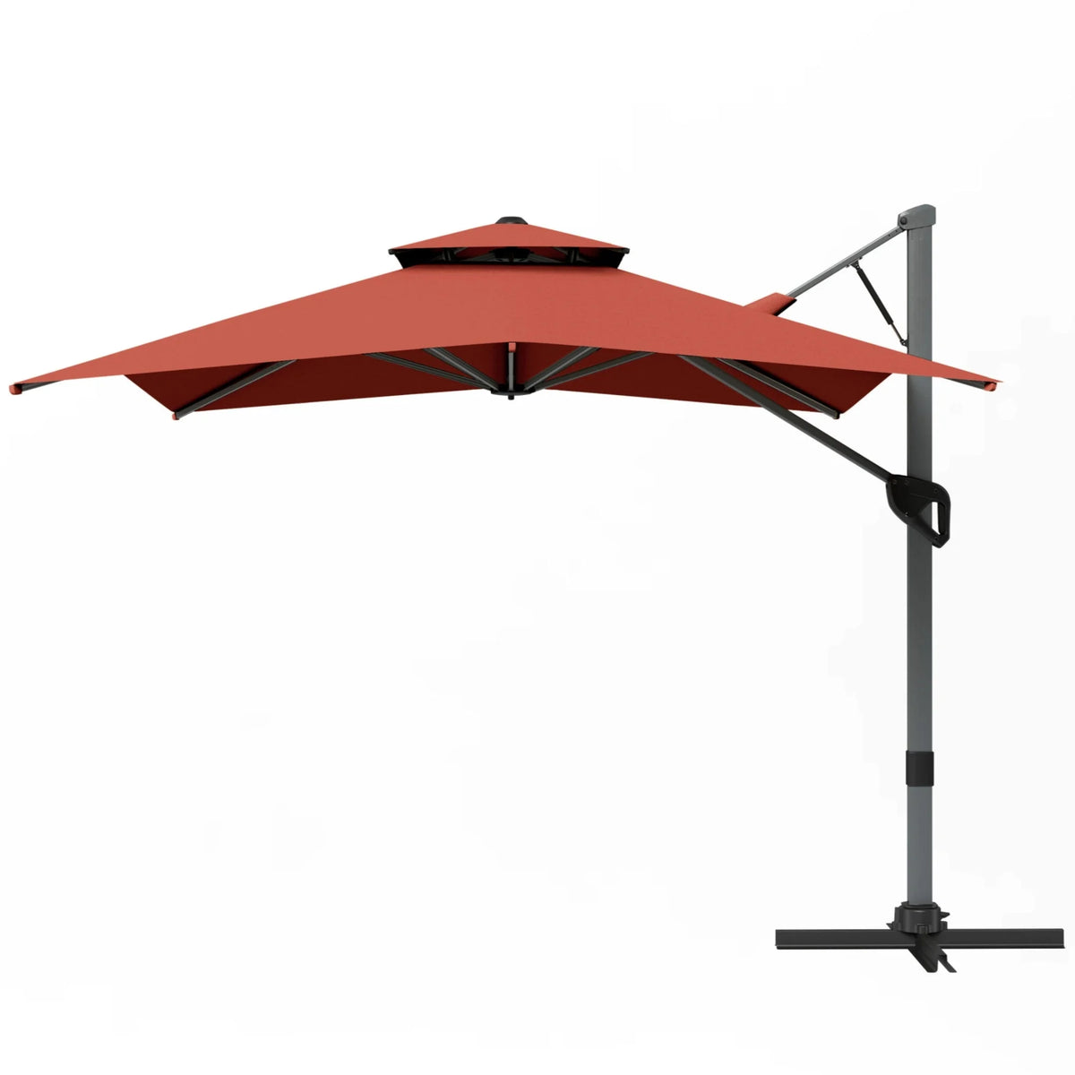 Alpha Joy 12x9ft Outdoor Patio Umbrella Large Rectangle Offset Cantilever Double Umbrella with 360°Rotation, Beige