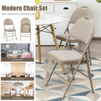 Costway Set of 6 Folding Chairs Fabric Upholstered Padded Seat Metal Frame Home Office Beige