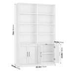 Homfa 73�� Tall Bookcases with Doors, 8 Cubes 6-Tier Double Row Bookshelf, White Bookcase for Living Room Home Office