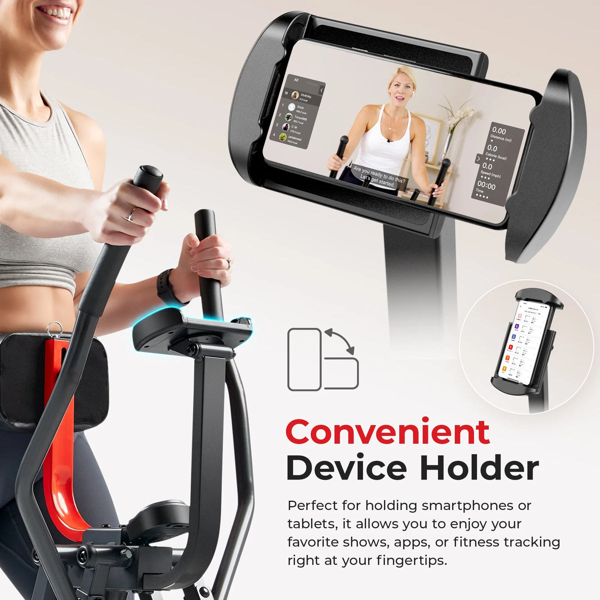 Sunny Health & Fitness Manual Air Walker Elliptical �?30�?Stride, Low Impact, Lightweight, Quiet with Free SunnyFit App