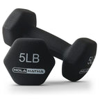 HolaHatha Neoprene Dumbbell Weight Set with Rack (Black), 112.5 lb
