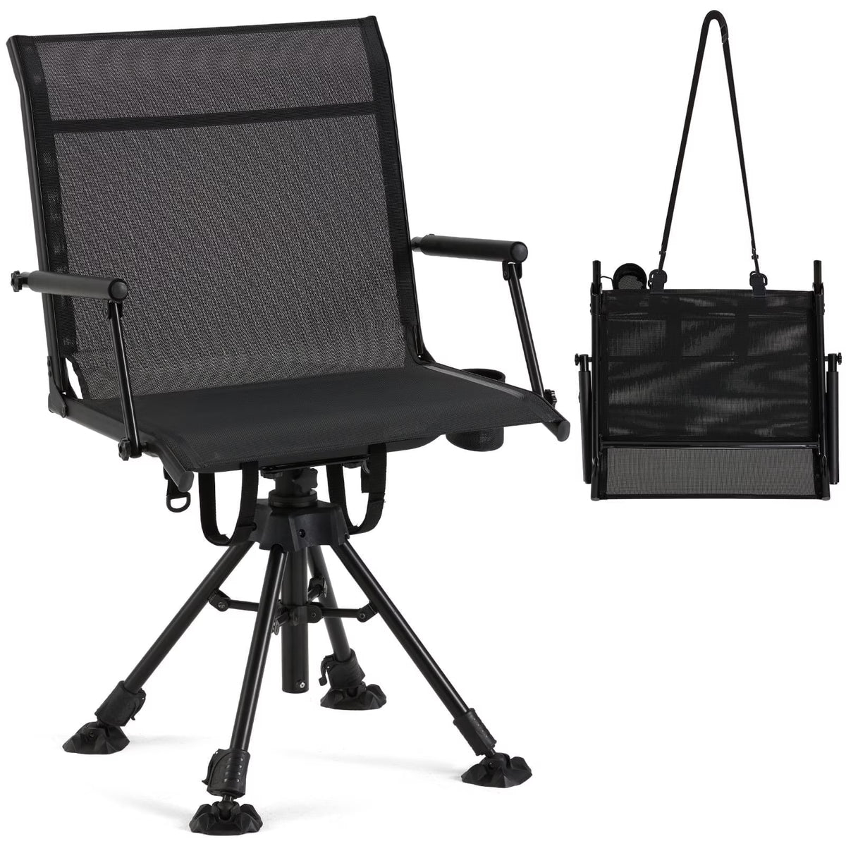 Danrelax 360�� Silent Camo Hunting Blind Chair, Armrests, Side Pouch, Telescopic Legs
