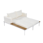 Harper & Bright Designs Patio Outdoor Metal Daybed for 2, All Weather Outdoor Chaise Lounges Reclining Chairs with Wood Topped Side Spaces for Drinks for Poolside Balcony Deck, Gray