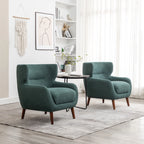 ALEAVIC White Accent Chair Upholstered Armchair with Solid Wood Legs