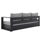 Lounge Sofa Table Set, Grey Gray, Aluminum, Metal, Fabric, Modern Contemporary, Outdoor Patio Balcony Cafe Bistro Garden Furniture Hotel Hospitality