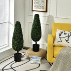 Costway 2 Pack 3FT Artificial Tower Topiary Tree UV Resistant Indoor Outdoor