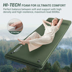 Elegear Self Inflating Sleeping Pad, 3.1" Ultra-Thick Memory Foam Camping Pad with Pillow Fast Inflating in 20s Insulated Camping Mattress Pad 4-Season Camp Sleeping Mat for Camping/Car/Tent