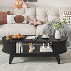 Fluted Coffee Table with Storage, Modern Coffee Tables, Wood Accent Center Table