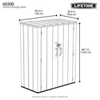 Lifetime Polyethylene Storage Shed, 53 cubic feet, Vertical, Gray (60300U)