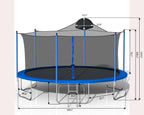 14FT Outdoor Trampoline with Safety Enclosure, Steel Tube Frame, Ladder & Secure Net - Heavy Duty, Blue