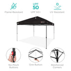 Best Choice Products 12x12ft Easy Setup Pop Up Canopy w/ 1-Button Setup, Wheeled Case, 4 Weight Bags - Navy Blue