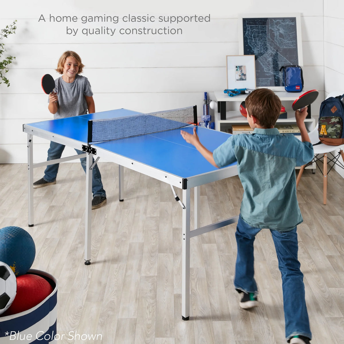 Best Choice Products 6x3ft Portable Ping Pong Table Game Set, Folding Table Tennis w/ 2 Paddles, Balls - Blue