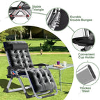 NAIZEA 2 Pack Zero Gravity Chair, Foldable Portable Lawn Recliner with Cushion, Headrest, Cup Holder, Black