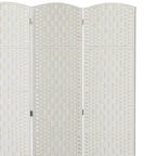 HOMCOM Room Divider, 3 Panel Folding Privacy Screen, 6FT Tall Portable Wicker Weave Partition Wall Divider for Bedroom, Home Office, White