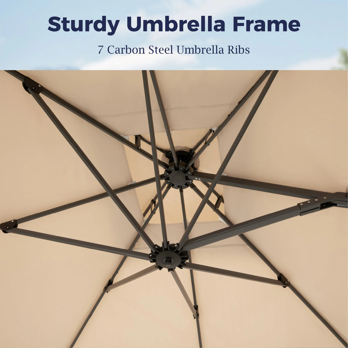 Alpha Joy 12x9ft Outdoor Patio Umbrella Large Rectangle Offset Cantilever Double Umbrella with 360°Rotation, Beige
